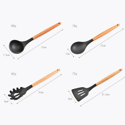 Kit 12 Pieces Silicone Kitchen Utensils