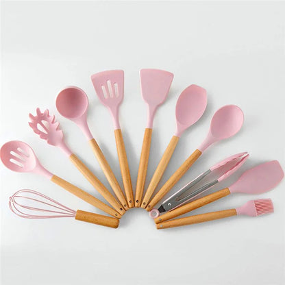 Kit 12 Pieces Silicone Kitchen Utensils