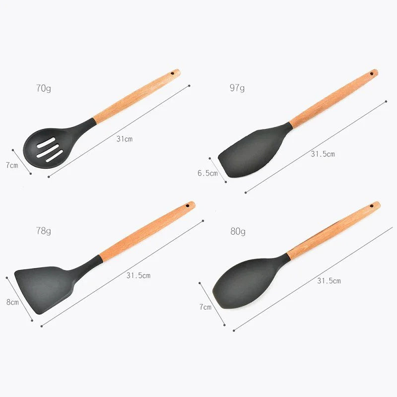 Kit 12 Pieces Silicone Kitchen Utensils