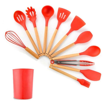 Kit 12 Pieces Silicone Kitchen Utensils